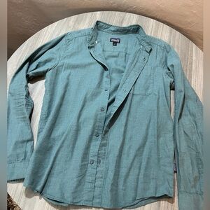 mens patagonia organic cotton long sleeve shirt size medium color green